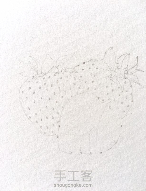 草莓🍓记，吃不着画三颗：解馋。 第1步