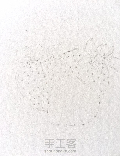 草莓🍓记，吃不着画三颗：解馋。 第1步