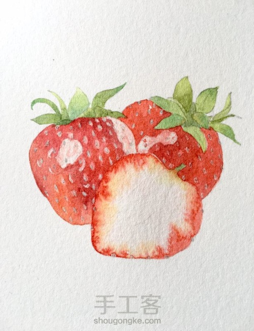 草莓🍓记，吃不着画三颗：解馋。 第4步