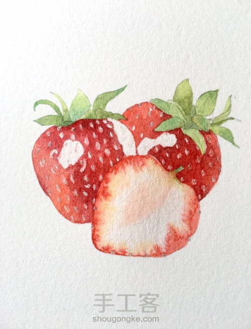 草莓🍓记，吃不着画三颗：解馋。 第5步