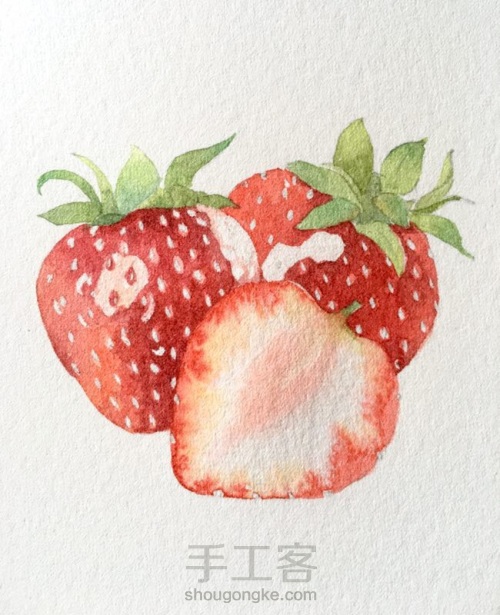 草莓🍓记，吃不着画三颗：解馋。 第6步