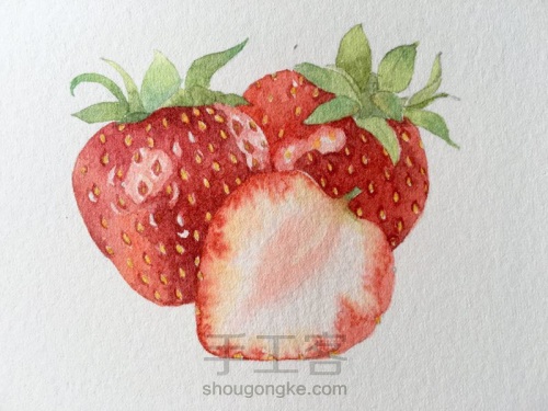 草莓🍓记，吃不着画三颗：解馋。 第7步