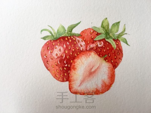 草莓🍓记，吃不着画三颗：解馋。 第8步