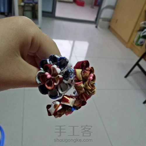 和风细工花烫金棉布铃铛流苏发簪发夹 第12步