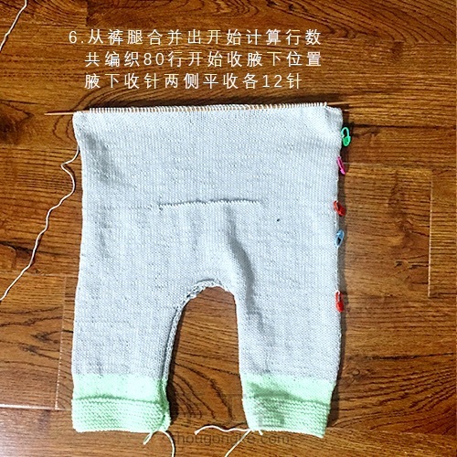 婴儿背带裤棒针编织 第6步