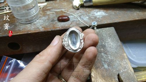 中国风小叶紫檀配纯银戒指 第12步