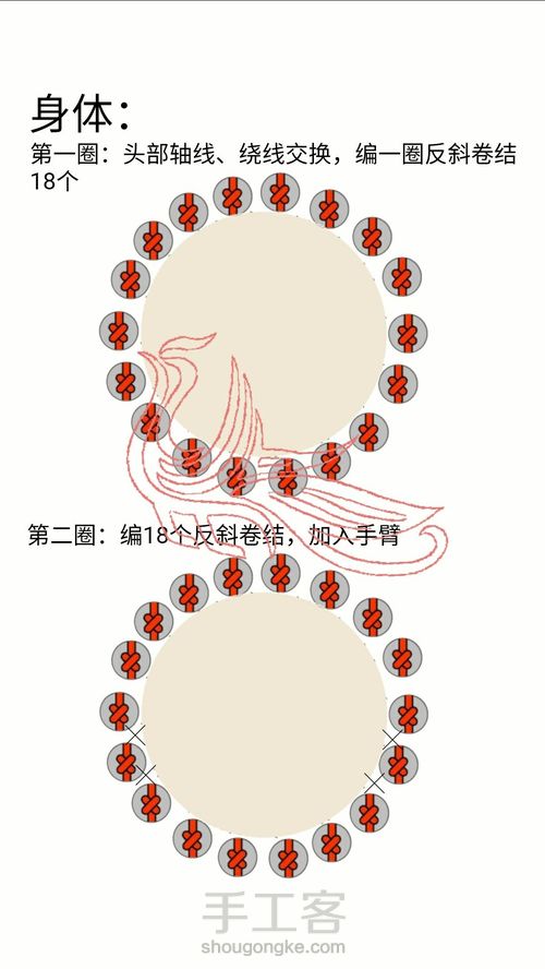 原创呆呆的哈士奇（立体
斜卷结） 第32步