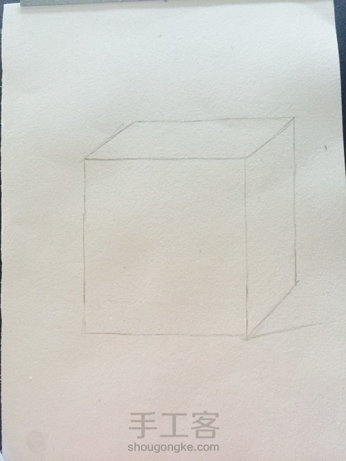 简单正方体，素描 第3步