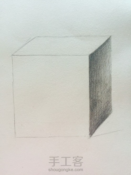 简单正方体，素描 第6步