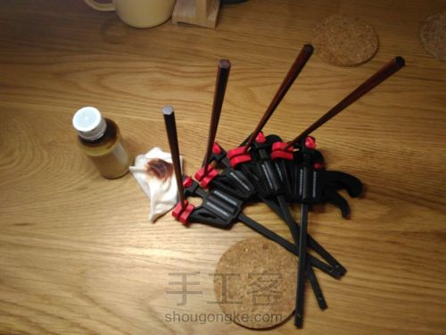 六棱木筷，日式，擦生漆 第6步