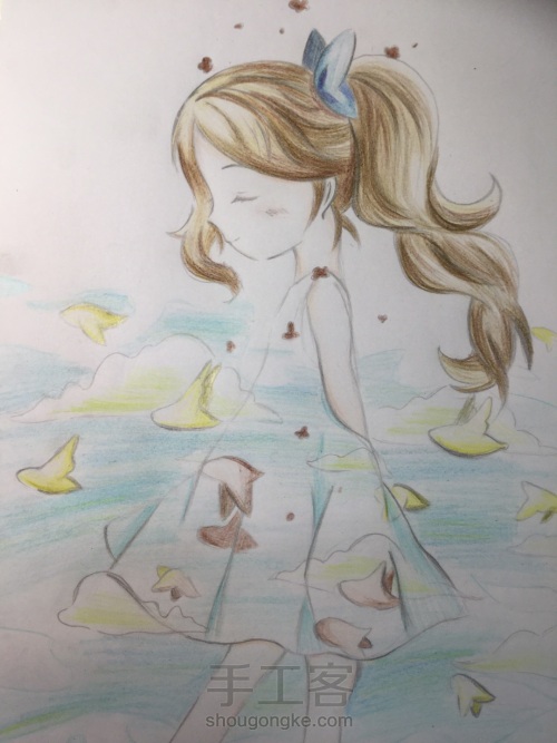 初夏手绘~临摹的蓝天少女~（慎看） 第22步