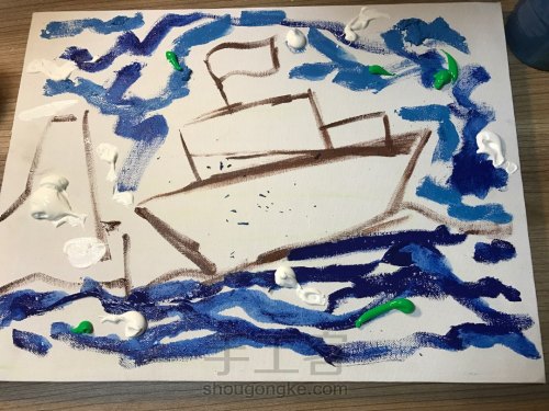 狂风暴雨中的船-儿童画大班 第3步