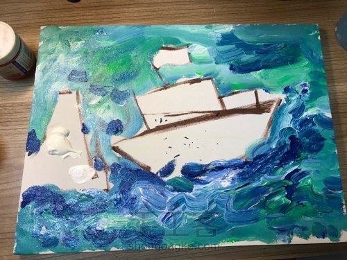 狂风暴雨中的船-儿童画大班 第4步
