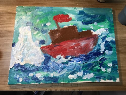 狂风暴雨中的船-儿童画大班 第5步