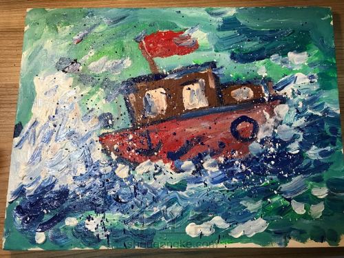 狂风暴雨中的船-儿童画大班 第7步