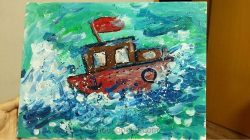 狂风暴雨中的船-儿童画大班 第10步