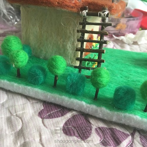 羊毛毡戳戳乐花园别墅(二) 第7步