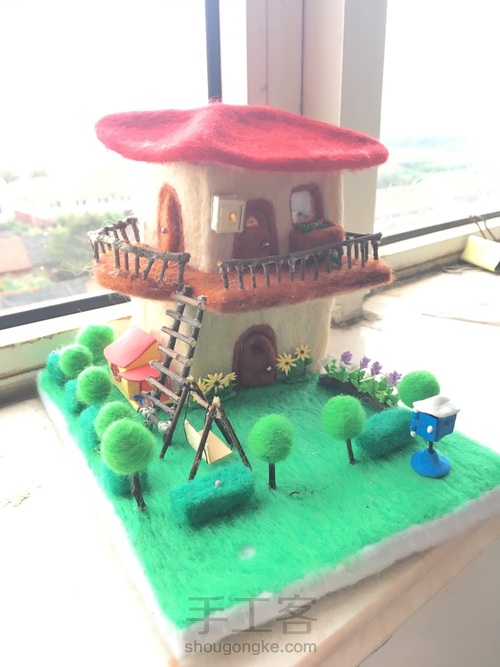 羊毛毡戳戳乐花园别墅(二) 第14步