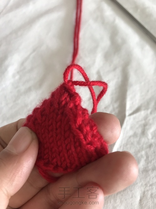 猫耳毛线帽耳朵配件 第13步