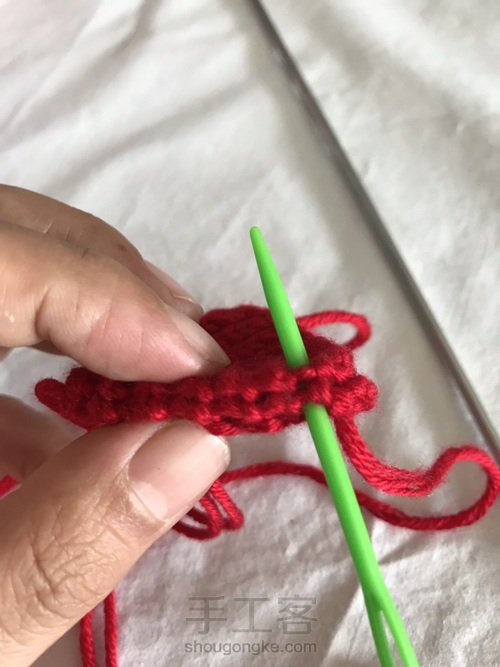 猫耳毛线帽耳朵配件 第14步