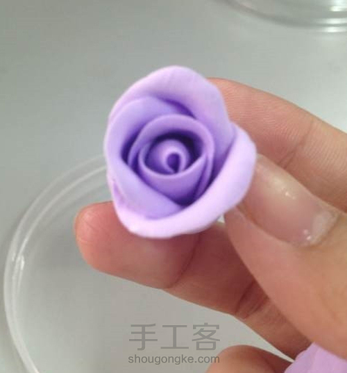 粘土手工教程 DIY粘土渐变玫瑰 第6步