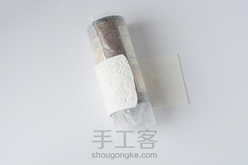 粘土手工教程 DIY粘土纯白蕾丝收纳筒 第4步