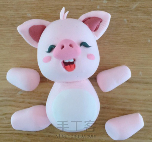 粘土手工课程 DIY粘土小猪 第6步