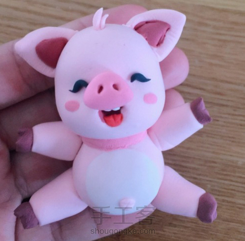 粘土手工课程 DIY粘土小猪 第7步
