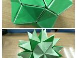 这款纸花球可以张开可以合起，步骤很简单，难点在粘贴时候的三五定则，需要耐心哦~