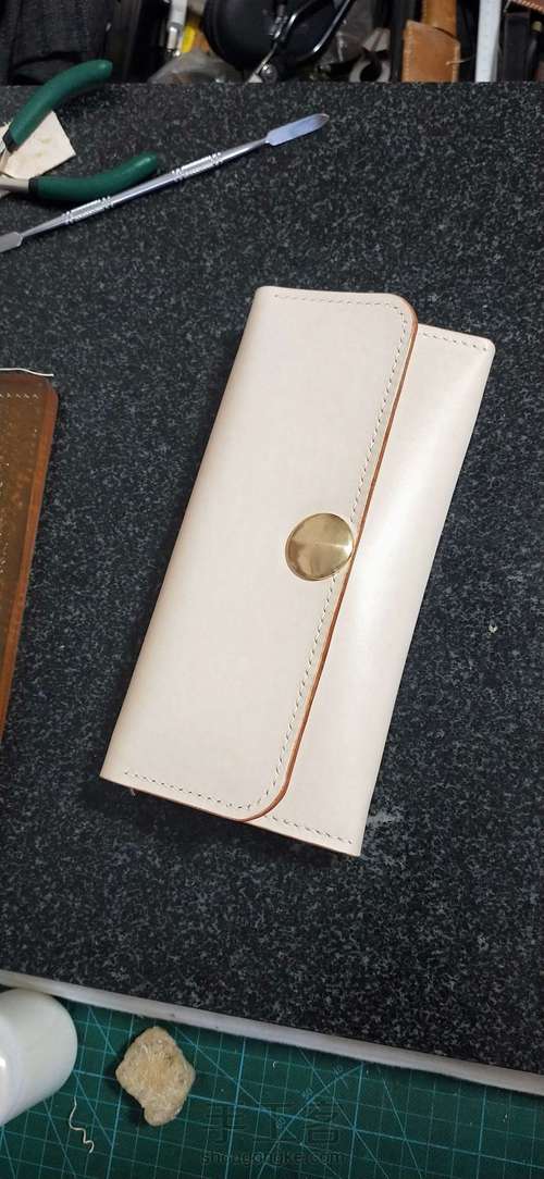 纯牛皮 植鞣革 手工缝钱包 第13步