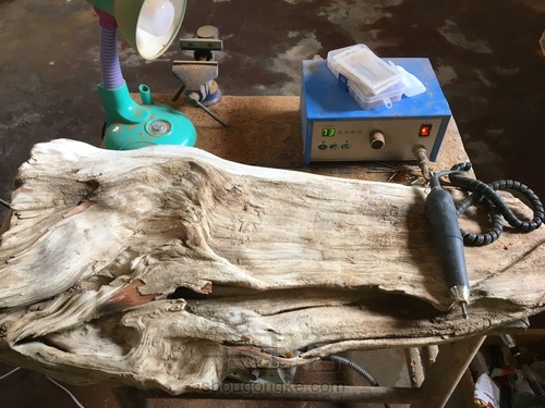 栈桥、流水、树林、宫殿，雕刻过程图 第1步