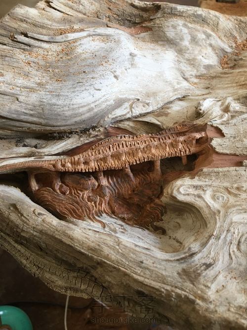 栈桥、流水、树林、宫殿，雕刻过程图 第2步