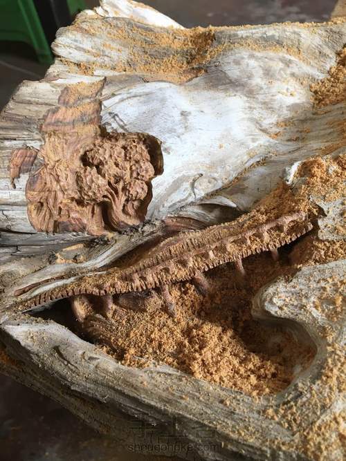 栈桥、流水、树林、宫殿，雕刻过程图 第4步