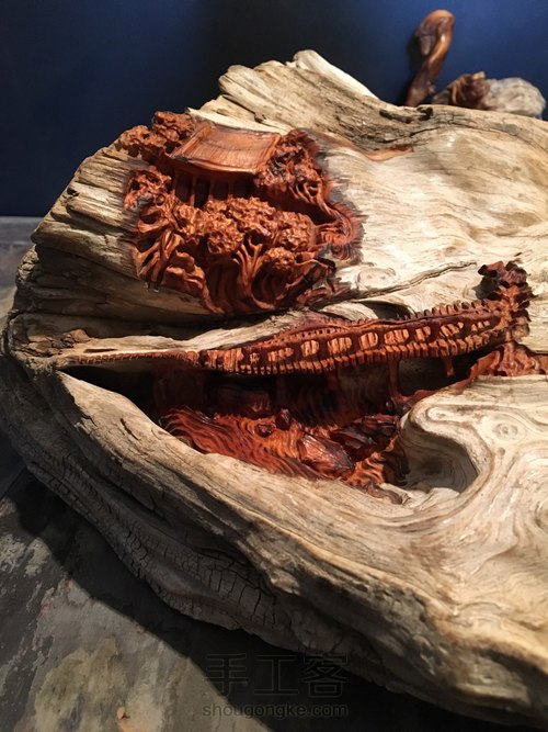 栈桥、流水、树林、宫殿，雕刻过程图 第7步