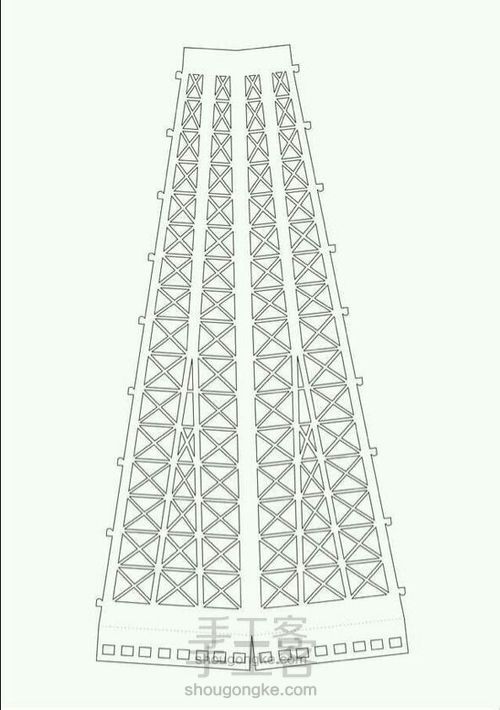 纸雕埃菲尔（巴黎）铁塔，『晴巷』 第1步