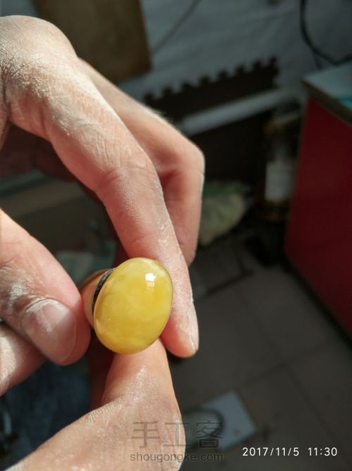 蜜蜡爆满戒面 第8步