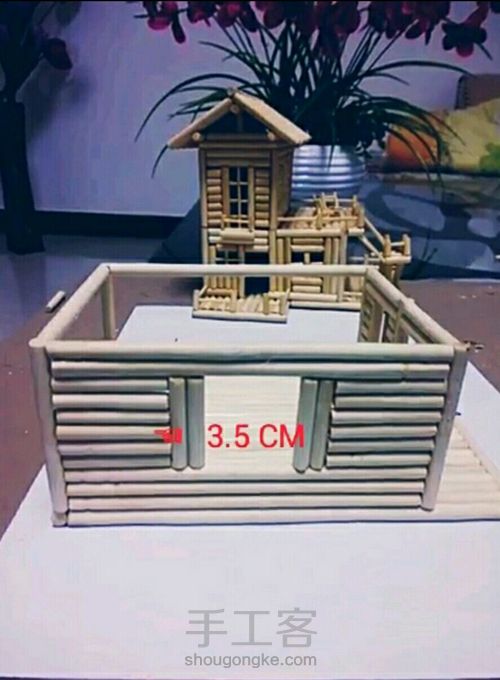 一次性筷子工艺品 手工制作DIY小楼别墅模型 成品 第10步