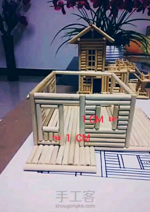 一次性筷子工艺品 手工制作DIY小楼别墅模型 成品 第9步