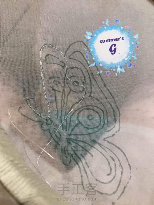 「Summers🦋gem」法式刺绣之蝴蝶丝巾 第3步