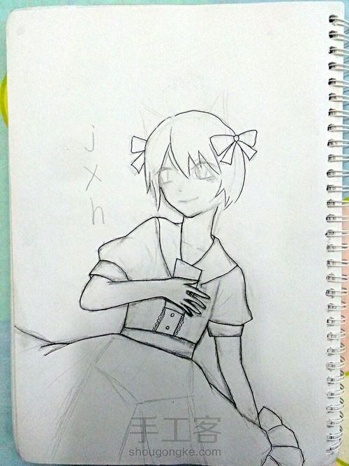 彩铅圣诞风女孩 第10步