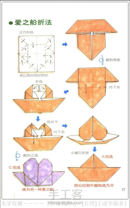 爱心折纸大全，(转) 第6步