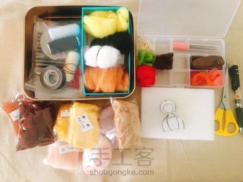 【羊毛毡原创】非常可爱的羊毛毡小情侣头像 第2步