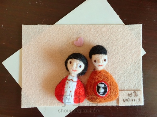 【羊毛毡原创】非常可爱的羊毛毡小情侣头像 第4步