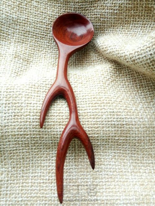 血檀鹿角茶勺，最妖艳的鹿角勺 第8步