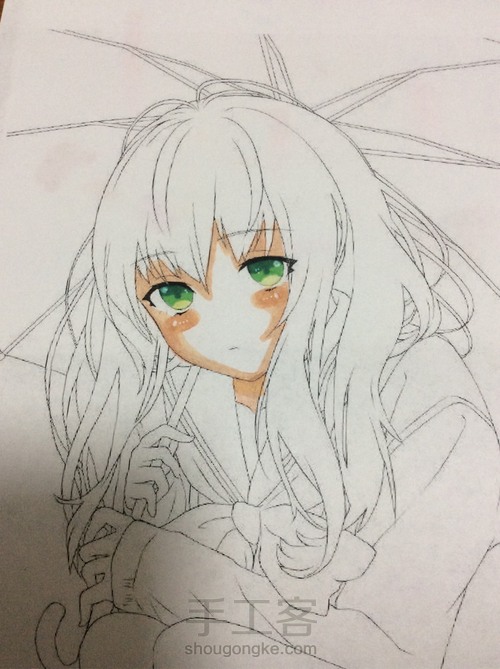 马克笔头发教程 第1步