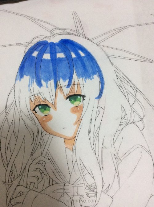 马克笔头发教程 第2步