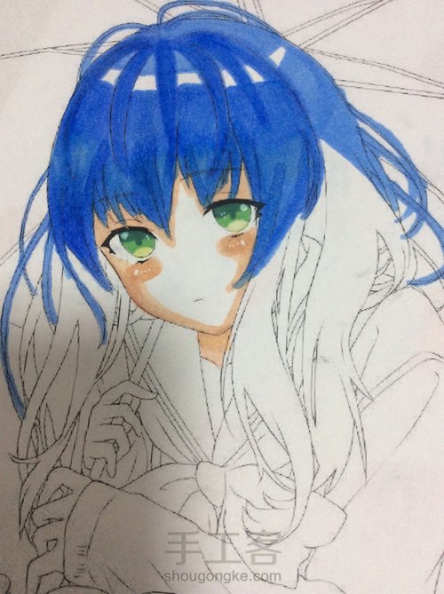 马克笔头发教程 第4步