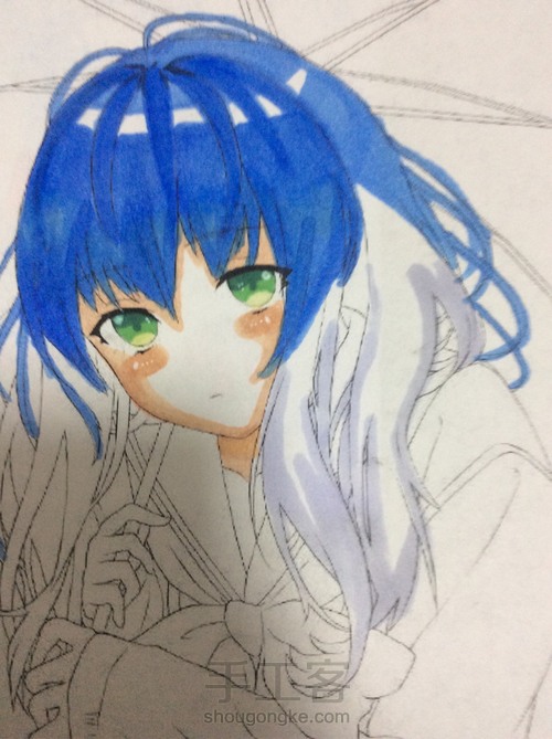 马克笔头发教程 第5步