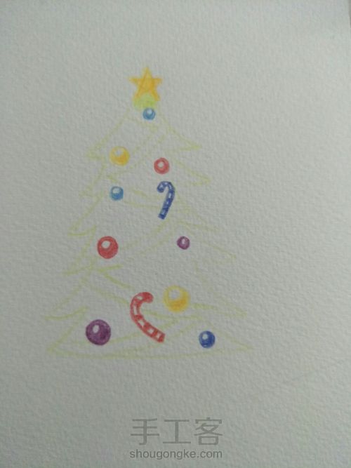【水彩】圣诞树贺卡 第1步