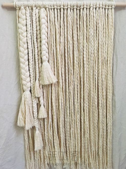 冬日暖阳--适合成手有点难的绳编挂毯教学 第7步